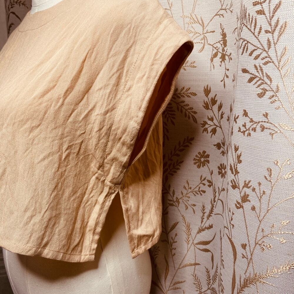 Minimalist Crop Top in Beige - Women's Sleeveless Tee - Picture 5 of 10